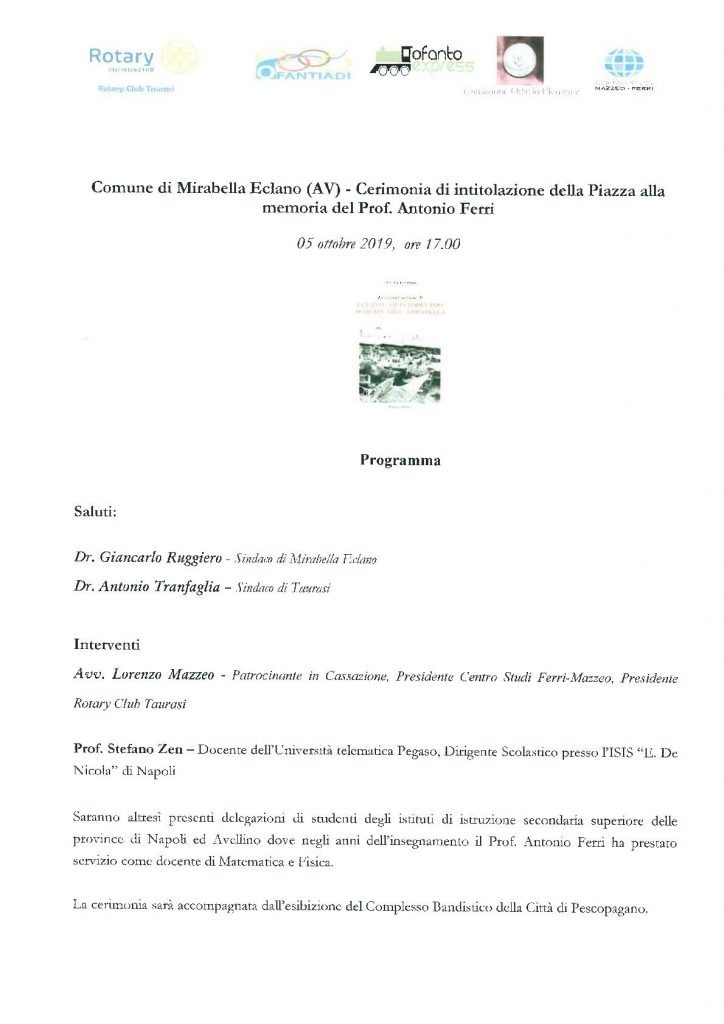 intitolazione piazza 1 prof ferri 05.10.19